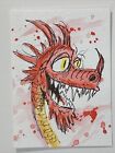 New ListingACEO Original Watercolor Painting Abstract Dragon ATC Artist Trading Card Sketch