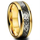 Men Women Gold Plated Blue Black Red Stainless Steel Celtic Dragon Band Ring 8mm