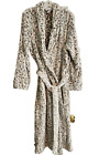 Liz Claiborne Robe Plush Fleece Animal Snow Leopard Print Soft Pockets XL L-49