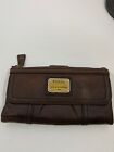 Fossil RARE Long Live Vintage 1954 Bifold Brown Lamb Skin Leather Top Zip Wallet