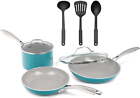New Listing8 Piece Cookware Set Pots andPans Set with UltraNonstickCeramicCoating-Aqua Blue