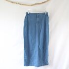 Real Comfort Long Modest Blue Jean Skirt Size 10 Maxi Denim Skirt Back Slit