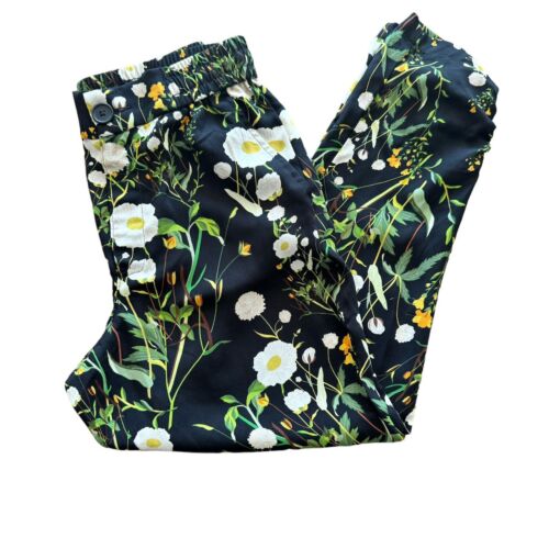 Cabi Chi Chi Trouser Pants Black Floral Print Size Small Pockets Botanical