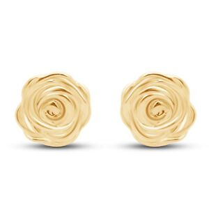 Beautiful Flower Shape Stud Earrings 10K Solid Gold