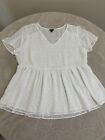 Torrid Womens White STRETCH Short Sleeve  Blouse Top Size 1