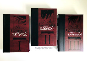 NEIL GAIMAN SIGNED x 3 The Sandman Omnibus Volumes 1, 2 & 3 Leatherbound HC NEW
