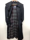 Burberrys Vintage Long Double Breasted Trench Coat with Belt, Navy, Size 48R