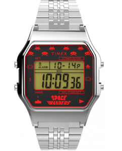 Timex TW2V30000 Men's Vintage Stainless Steel T80 Invaders 34mm Digital Watch