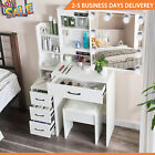 Gifts Girls White Makeup Vanity Table Set with 10 Lights Mirror Dressing Desk