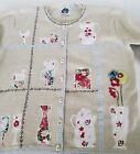 Storybook Knits Country Pottery Sweater Large Applique Embroidered  Cardigan