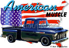 1956 Black Chevy Pickup Truck b Custom Hot Rod USA T-Shirt 56 Muscle Car Tees