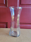 New ListingVintage Twisted Curved Square Base Clear Glass Flower Vase 9.5