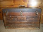 Machinist Box 8 Drawer Tool Box Antique Chest Wood / Solid Oak Cabinet