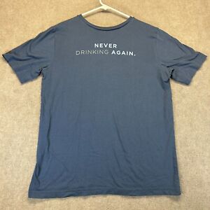 Travis Mathew Never Drinking Again T Shirt Men's Large Pima Blue Give Me A Beer