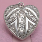 Antique Victorian HEART Sterling Silver Puffy Charm Pendant Locket