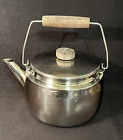 Vintage MCM Farberware Kettle Teapot Stainless Steel Wood Handle 3 QUARTS #760