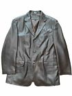 Stafford Leather Blazer Coat Men's Single Breasted Lined Brown L RN93677