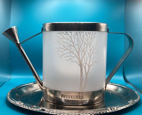 RARE Belvedere Vodka Etched Tree Clear Pitcher Silver Plastic