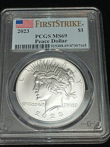 2023 1$ .999 Fine Silver Peace Dollar PCGS First Strike MS69