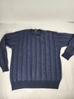 Vintage Mens Sweater M blue Knit Italian Wool Abstract Cosby Preppy