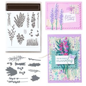Painted Lavender Metal Cutting Dies Clear Stamps Set for DIY Scrapbooking Cards