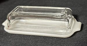 Fire-King Ware Milk Glass & Clear Vintage Butter Dish