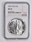 MS70 1987 American Silver Eagle NGC *3588