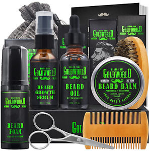 Hair Growth Beard Mustache Boosts Men Grooming Kit Oil Brush Comb Scissor Set