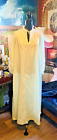 Vintage Bohemian Satin Lace Summer Yellow Cool Soft Maxi Victorian Night Gown