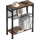 Side Table for Small Spaces Narrow End Table with Magazine Holder 2 in 1 Desig