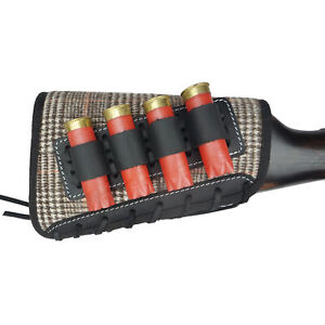 Leather Buttstock Shell Holder Shotgun Stock Cover for .30-30 .44mag .22LR 12GA