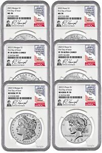 New Listing2023 Morgan and Peace Silver Dollar 6-Coin Set FDI NGC MS70/PF70/RP70 Harrigal