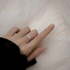 Silver Plated Feather Knuckle Ring Open Zircon Ring Women Adjustable Simulated