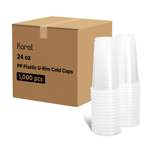 Karat 24oz PP Plastic U-Rim Cold Cups (95mm) - 1,000 ct, C1012 (Karat)