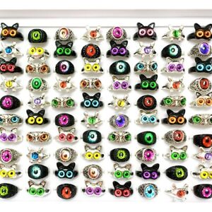 Wholesale 30pcs Mix Cute Animal Eye Gothic Vintage Rings Party Gift Jewelry Lots