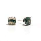 100% Natural Moss Agate Cushion 925 Sterling Silver Stud Earrings Wholesale Lot
