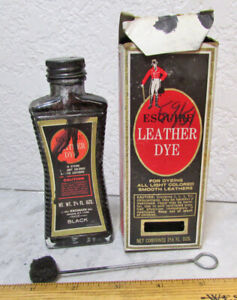 vintage Esquire Leather Dye bottle & original box, EMPTY, nice decor items