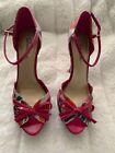 DELICIOUS SIZE 8.5 Floral Patent Leather Faux Inkle Strap Peep Toe Bow Accent