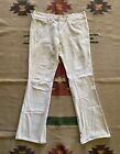 Vintage 1970s Male Slacks Jeans Bell Bottom White Talon Zip USA Made 32x31