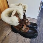 Ralph Lauren Quinlan Leather Fur Winter Snow Duck Brown Boots - Women's Size 8.5