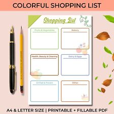 Shopping List Journal Planner Printable Digital Download A4 & Letter