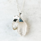 Quartz Cluster Geode Necklace - Silver Plated - Crystal Pendant Jewelry Quartz