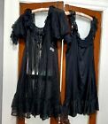 Vintage Penoir & Robe Nylon Lace Lingerie Night Gown Robe Set Black 14 16 XXL