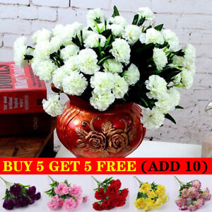 11 Head-Artificial Carnation Flowers Silk Fake Plants Home Party Wedding Decor