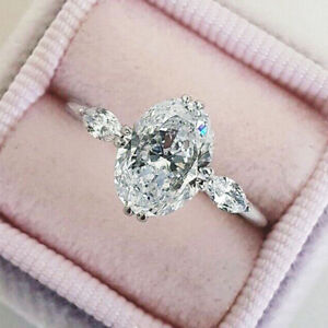 Elegant 925 Silver Filled Ring Women Cubic Zircon Wedding Gift Ring Sz 6-10