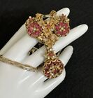 EARLY GORGEOUS PINK RHINESTONE MIRIAM HASKELL FLOWER PENDANT NECKLACE