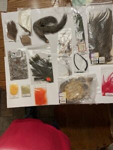HUGE LOT FLY TYING MATERIALS FLIES FURS FEATHERS Skins  ETC ETC
