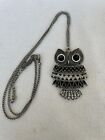 Necklace, Reticulated Owl Pendant On Long Chain
