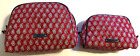 VERA BRADLEY Set of 2 Cosmetic Bags Lg & Sm Red Bandana Pattern Zip Close NWOT