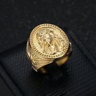 Hip Hop Jesus Casting Ring Vacuum Gold Plated Stainless Steel Mens Jewelry